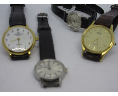 Ladies Omega stainless steel cased wristwatch with a silvered dial and baton numerals together with three other various ladie