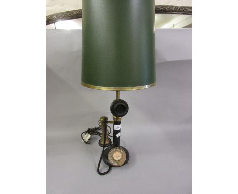 Early 20th Century stick telephone converted for use as a table lamp