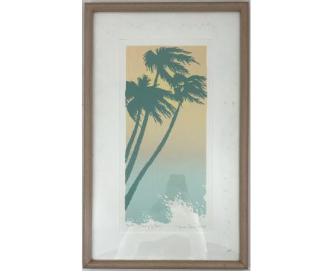 CLAUDIA REESESwaying Palm TreesPencil Signed LithographSight - 19" x 10" - Frame - 26" x 16"