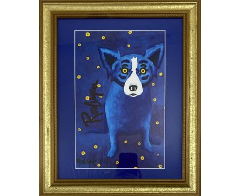 Blue DogSigned PrintSight - 16" x 13" - Frame - 11 1/2" x 7 1/2"