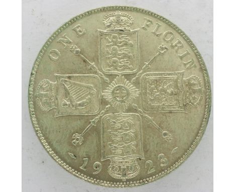 1923 silver florin of George V - EF grade, cabinet toning, UK P&amp;P Group 0 (£6+VAT for the first lot and £1+VAT for subseq