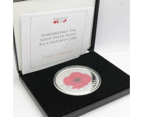 2017 5oz silver proof coloured £5 commemorative, Jubilee Mint, limited edition of 199, boxed with CoA. UK P&amp;P Group 1 (£1