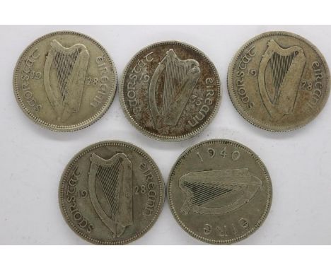 Lot of Irish silver shillings - circulated, UK P&amp;P Group 0 (£6+VAT for the first lot and £1+VAT for subsequent lots) 