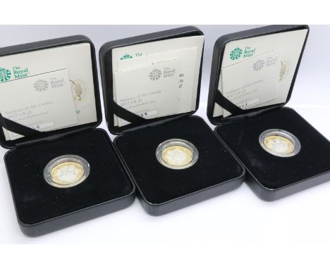 Three 2017 Nations of the Crown silver proof Piedfort £1, each boxed with CoA. UK P&amp;P Group 1 (£16+VAT for the first lot 