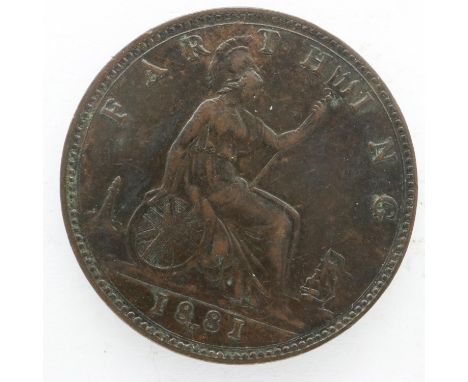 1881 Heaton Mint farthing of Queen Victoria - aEF grade, UK P&amp;P Group 0 (£6+VAT for the first lot and £1+VAT for subseque