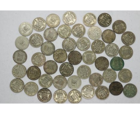 Forty-eight pre-1947 sixpences. UK P&amp;P Group 1 (£16+VAT for the first lot and £2+VAT for subsequent lots) 