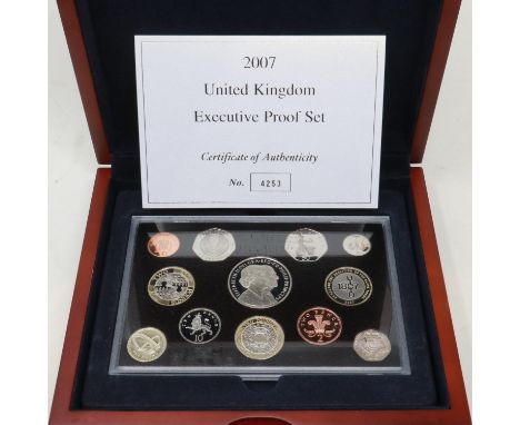 2007 Executive Proof Set, Royal Mint, limited edition of 5000, boxed with CoA. UK P&amp;P Group 2 (£20+VAT for the first lot 