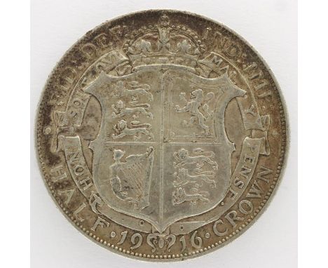1916 silver half crown of George V - gVF grade, UK P&amp;P Group 0 (£6+VAT for the first lot and £1+VAT for subsequent lots) 