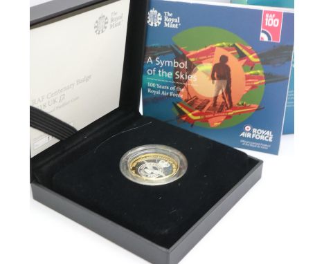 2018 silver proof Piedfort £2, RAF Centenary, Royal Mint, limited edition of 3000, boxed with CoA. UK P&amp;P Group 1 (£16+VA