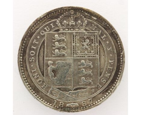 1887 silver shilling of Queen Victoria - VF grade, UK P&amp;P Group 0 (£6+VAT for the first lot and £1+VAT for subsequent lot