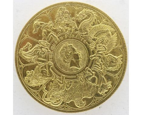 £100 gold plated Queens Animals coin - Westminster Mint - UNC condition, UK P&amp;P Group 0 (£6+VAT for the first lot and £1+