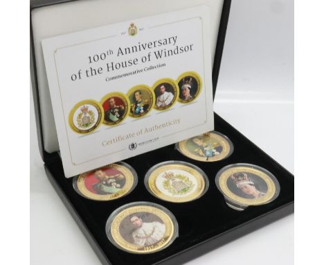 2017 gold plated five-coin image set, Heirloom Coin Collections, limited edition of 2017, boxed with CoA. UK P&amp;P Group 1 