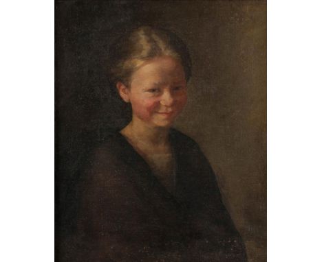 Scottish School (late 19th century) Portrait of a young girl smiling Oil on canvas, 44cm by 36.5cm   