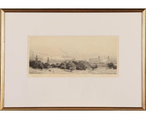 William Lionel Wylie RA RBA (1851-1931) The Thames from Observatory Hill, Greenwich Signed, black and white etching, 15cm by 