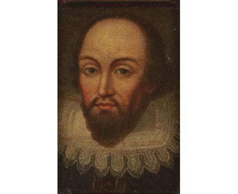 English School (Late 17th/ early 18th century) Portrait of William Shakespeare Oil on panel, 14cm by 9cm  