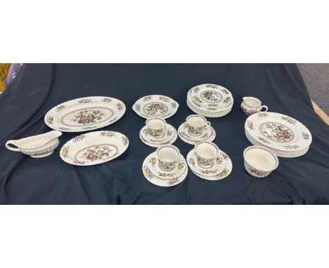 Vintage part dinner / tea set Wade Meadow comprising plates, cups, saucers, meat plate etc 