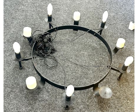 Large black metal ceiling light overall diameter 40 inches - untested
