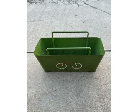 Large green metal garden trough measures approximately 16 inches tall 36 inches wide 16 inches depth