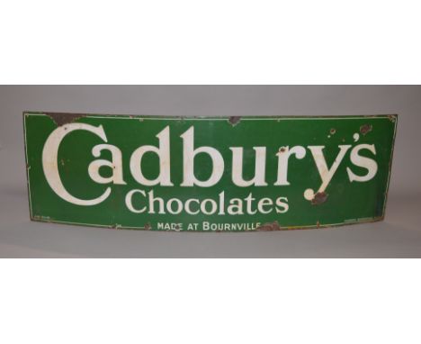 "CADBURY'S CHOCOLATES MADE AT BOURNEVILLE" enamel sign 152cm x 46cm. [COLLECTION ONLY]