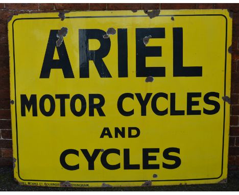 "ARIEL MOTOR CYCLES AND CYCLES" large enamel sign. 153cm x 122cm. [COLLECTION ONLY]