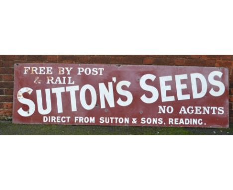 "SUTTON'S SEEDS" large enamel sign. 244cm x 69cm. [COLLECTION ONLY]