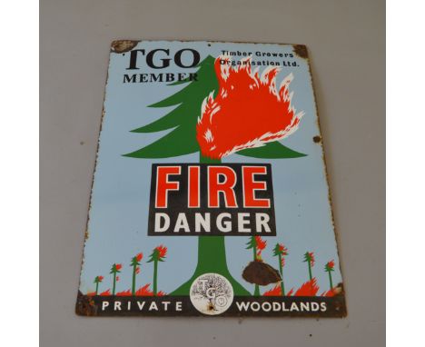 "FIRE DANGER TGO MEMBER" enamel sign. 55cm x 38cm. [COLLECTION ONLY]