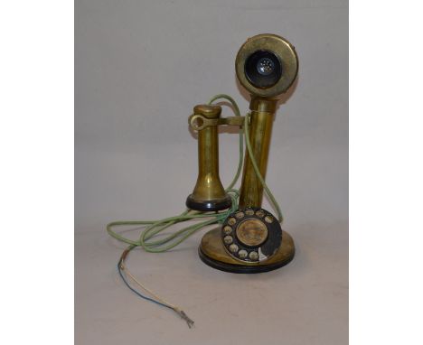 Reproduction brass candlestick telephone, Centenery Of The Telephone 1876-1976.