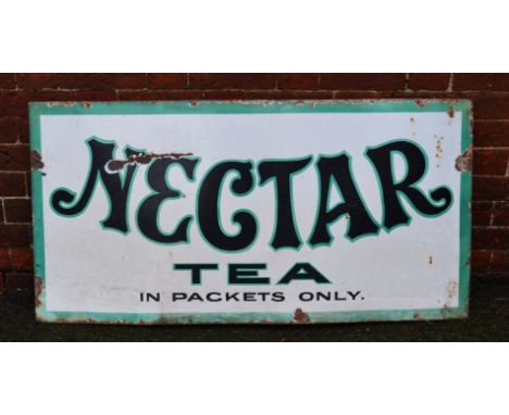 "NECTAR TEA IN PACKETS ONLY" enamel sign. 122cm x 62cm. [COLLECTION ONLY]