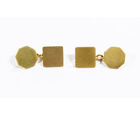 A pair of 9ct gold cufflinks, engine turned pattern with square and octagonal, weight approx.&nbsp; 6.1 grams