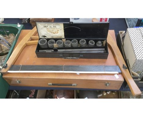 A boxed 1960s Carpenter's tool set, cased Britol Service Tools and a bow saw (3)&nbsp;