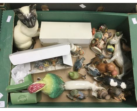 A collection of Beswick animals and birds, Kingfisher, some boxed along with mid 20th Century Hummel figures