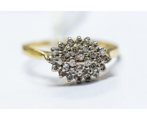 An 18ct gold diamond lozenge cluster ring, size S, total gross weight approx 3.6gms