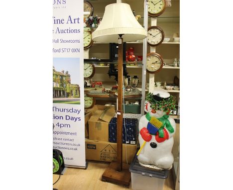 &nbsp;A decorative hardwood carved floor lamp and another 1920/30's lamp on square base. (2)