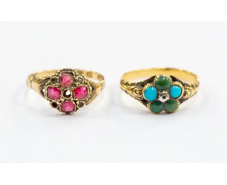 A Victorian fede ring, the hands holding a stone set centre, possibly tourmaline, 12ct gold, marked&nbsp; Birmingham 1886, en