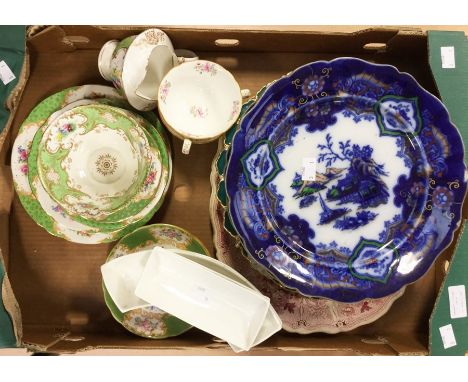 A collection of 19th Century meat and dining plates along with 19th Century tea service