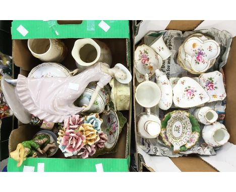 A Royal Crown Derby paperweight in the Posie pattern of a pig, gold stopper, a quantity of pin trays and matching ornaments, 