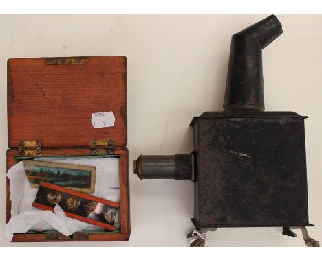 Tin plate slide projector and slides