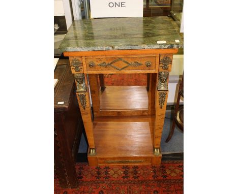 A Directoire French walnut and marble topped console table