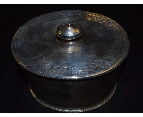 19th Century silver oval tea caddy