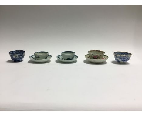 A collection of late 18th and early 19th Century tea bowls and saucers to include: Worcester, Newhall, and others, comprising