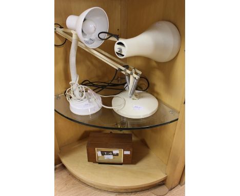 Flip time battery clock, Anglepoise lamp and another Bendi lamp (3)