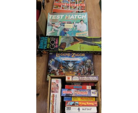 A collection of assorted vintage board games to comprise: Bandit Chase Game; Test Match; Legend of Zagor; Pay Day; King Kong;