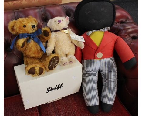 A collection of Teddy Bears to include; Steiff Bear (boxed), Merrythought Bear and a collectors bear (3)