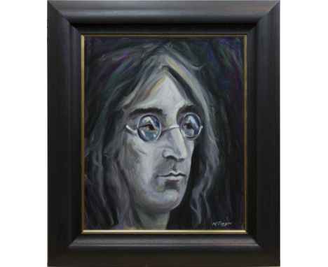 * FRANK MCFADDEN,
PORTRAIT OF JOHN LENNON 
oil on canvas, signed 
61cm x 51cm
Framed and under glass
