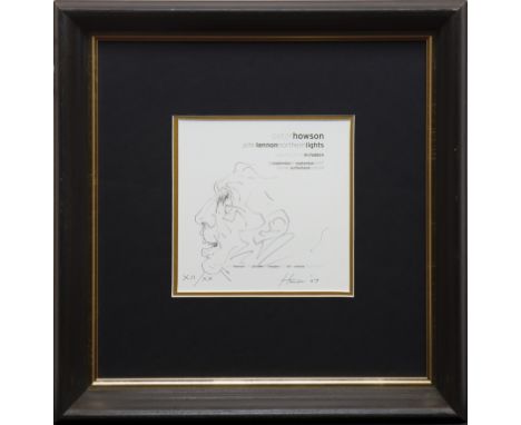 * PETER HOWSON OBE, 
JOHN LENNON EXHIBITION SERIES, 
X/XX pen on paper, signed, dated '07, and inscribed 'XII/XX' 
18.5cm x 1