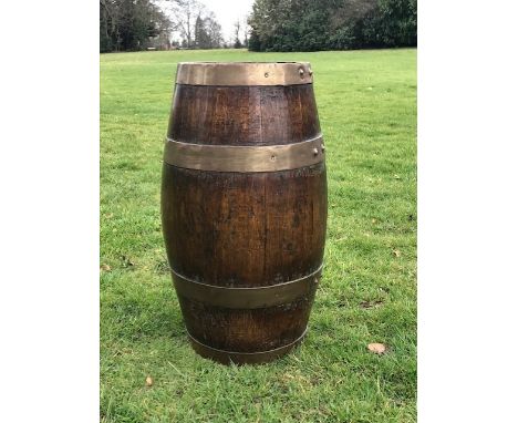 A vintage coopered oak barrel stick stand, height 52cmProvenance: Over Burrows House, Derbyshire 