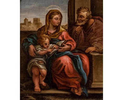 Italian School, mid 19th Century, The Madonna and child with St John The Baptist, oil on panel, 23 by 17.5cm, in a 19th Centu