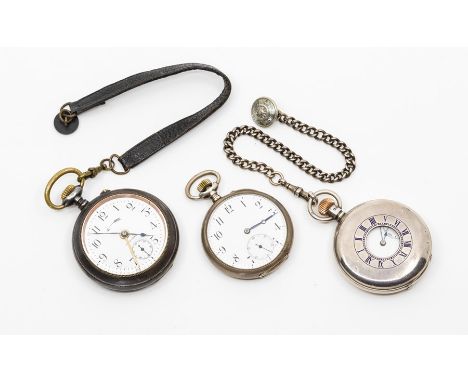 A silver half hunter topwind pocket watch, the white enamel dial marked Wilson & Sharp, Edinburgh, an open-faced pocket watch