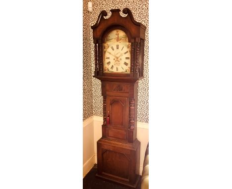 A Victorian welsh oak and mahogany 8-day longcase clock by John Griffiths (1868-1904), Carnarvon, circa 1890, broken swan nec