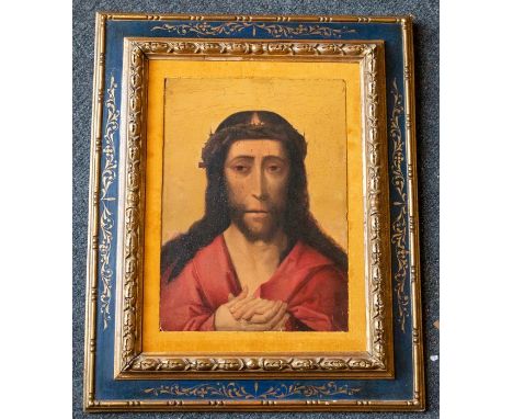 After Duccio di Buoninsegna, Crown of Thorns, oil on panel, 40 by 28cm, gilt frame Provenance: Over Burrows House, Derbyshire